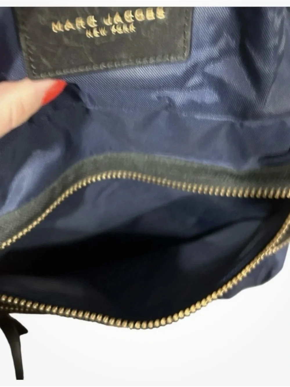 Marc Jacobs Navy Nylon Backpack with Gold Hardware Accents - Picture 4 of 5